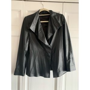 Elie Tahari Draped Front Leather Jacket